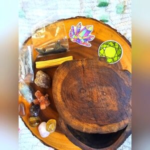 Wooden Trinket Box with Crystals